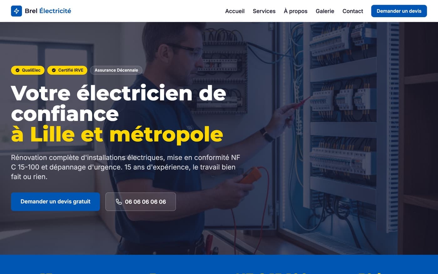 Site vitrine Brel Électricité généré avec VitrineDirect