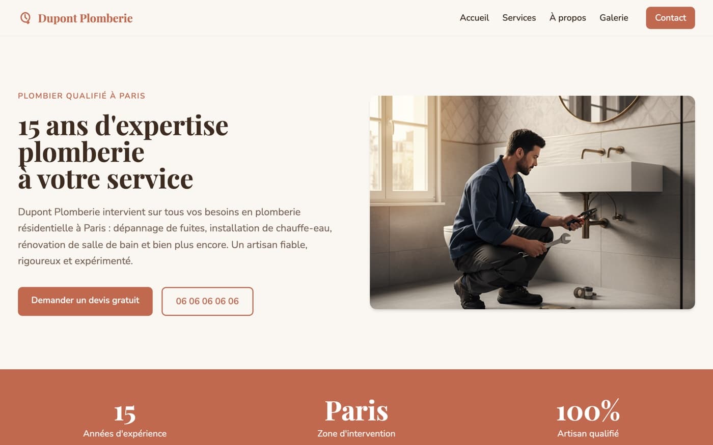 Site vitrine Dupont Plomberie généré avec VitrineDirect