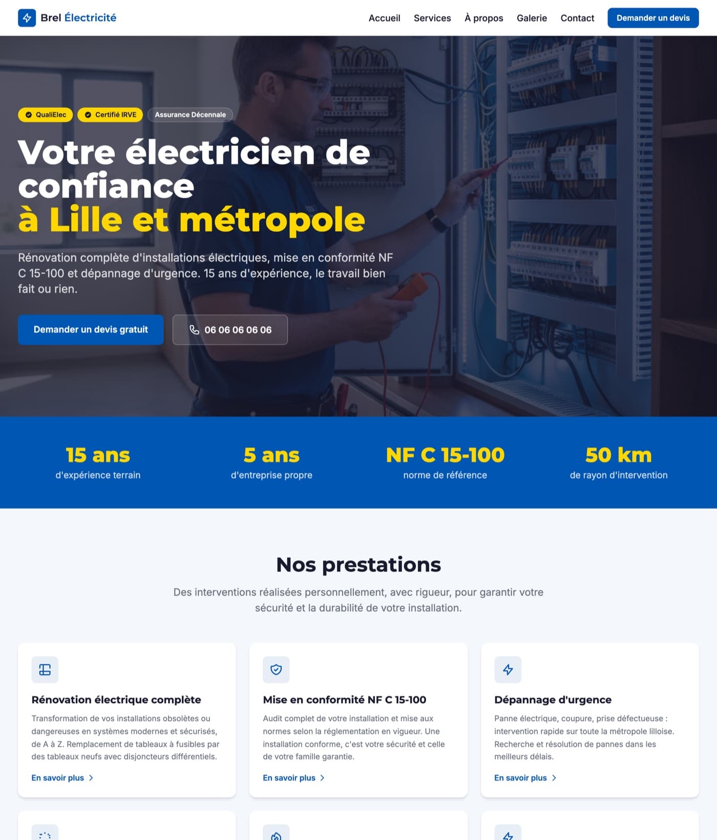 Site vitrine généré avec VitrineDirect — Brel Électricité