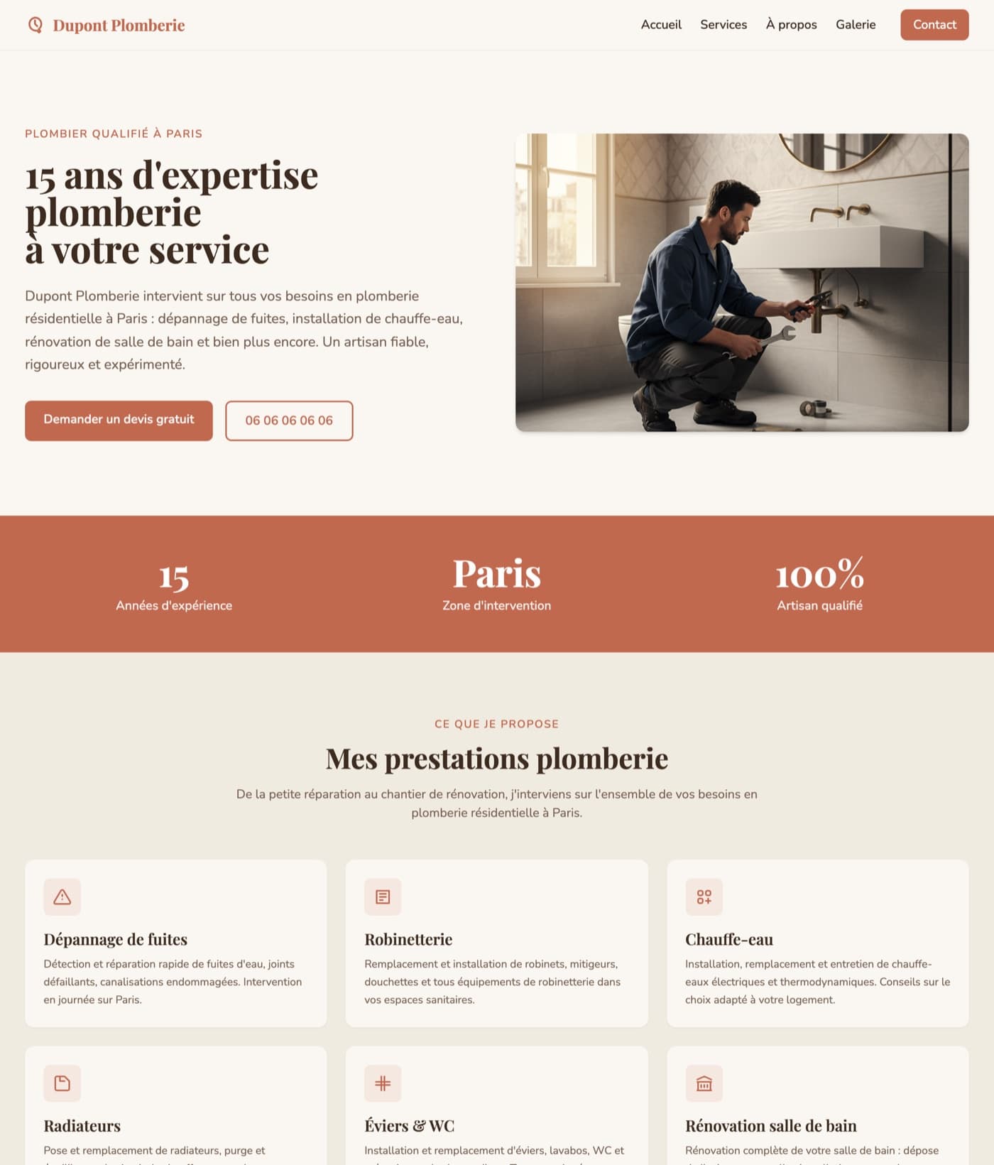 Site vitrine généré avec VitrineDirect — Dupont Plomberie