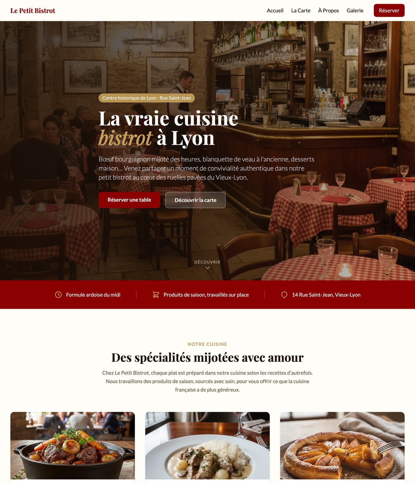 Site vitrine généré avec VitrineDirect — Le Petit Bistrot