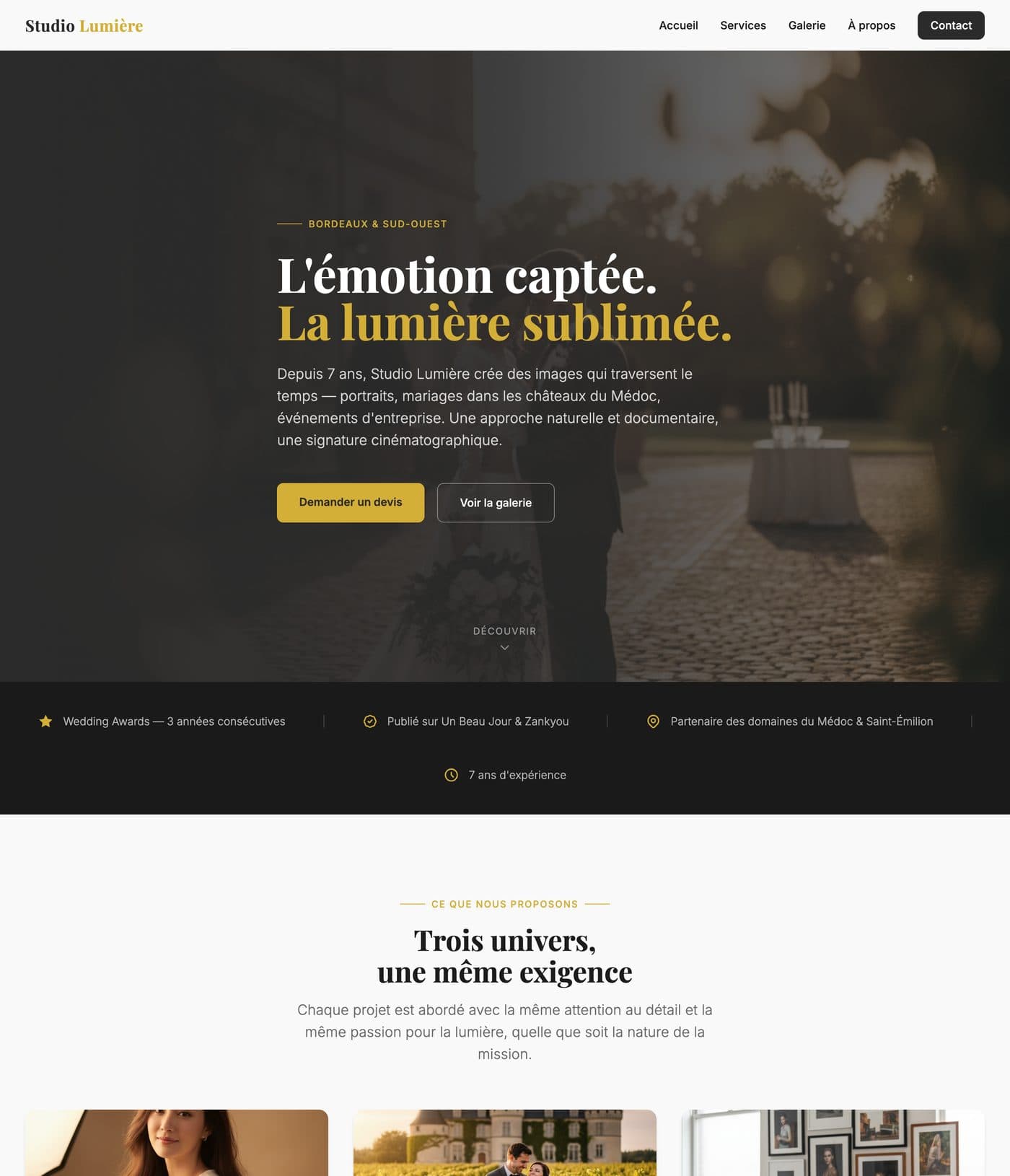Site vitrine généré avec VitrineDirect — Studio Lumière