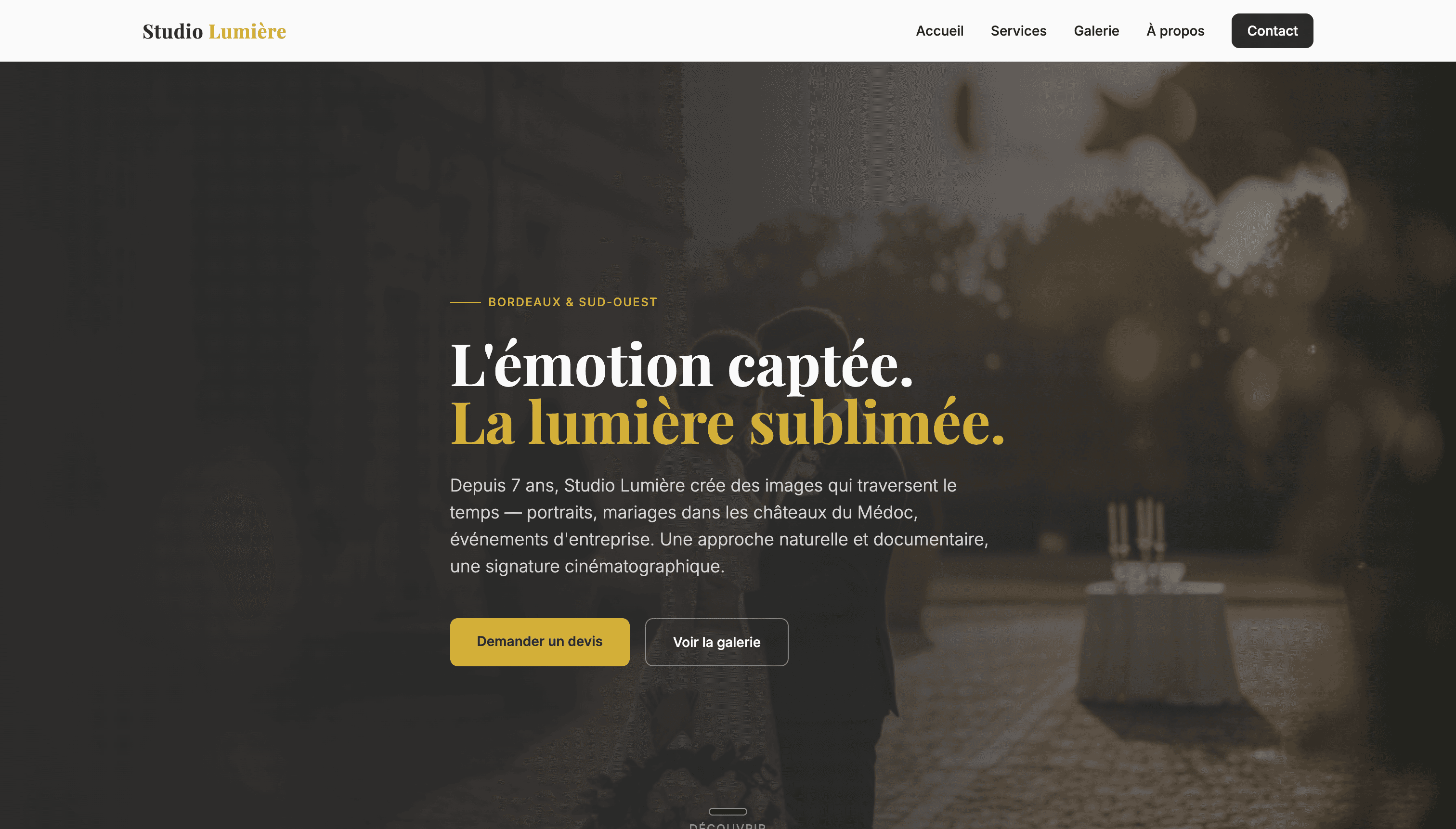 Site vitrine Studio Lumière